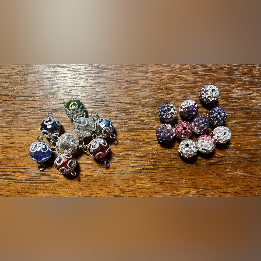 Czech Glass and Rhinestone Ombré Beads Lot- 18 Beads